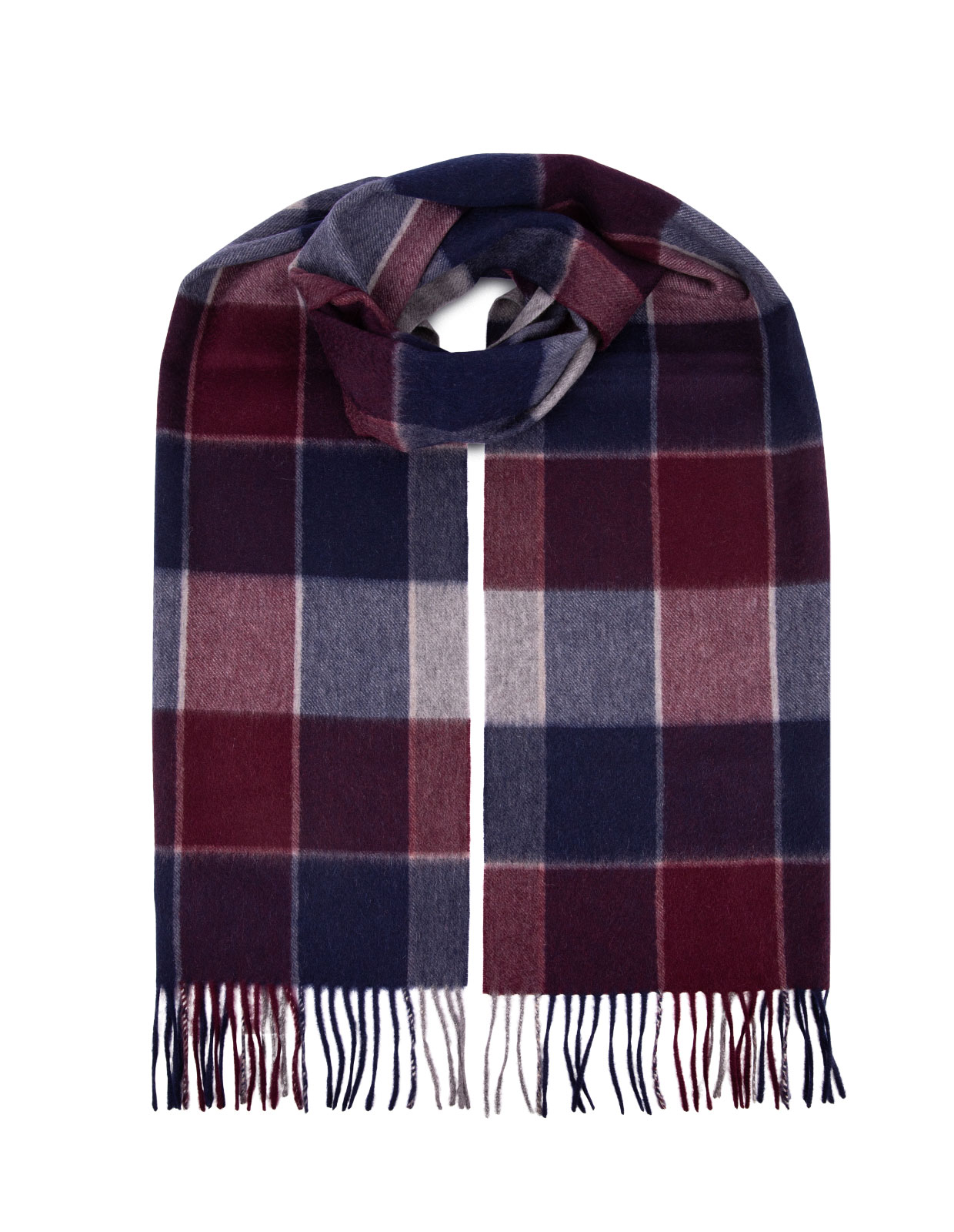 Cashmere Scarf Mixed Purple/Navy Check