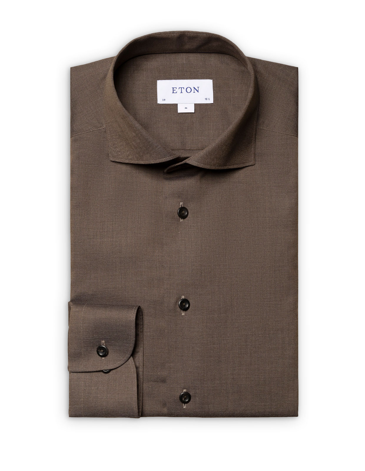 Contemporary Fit Herringbone Flannel Shirt Dark Brown