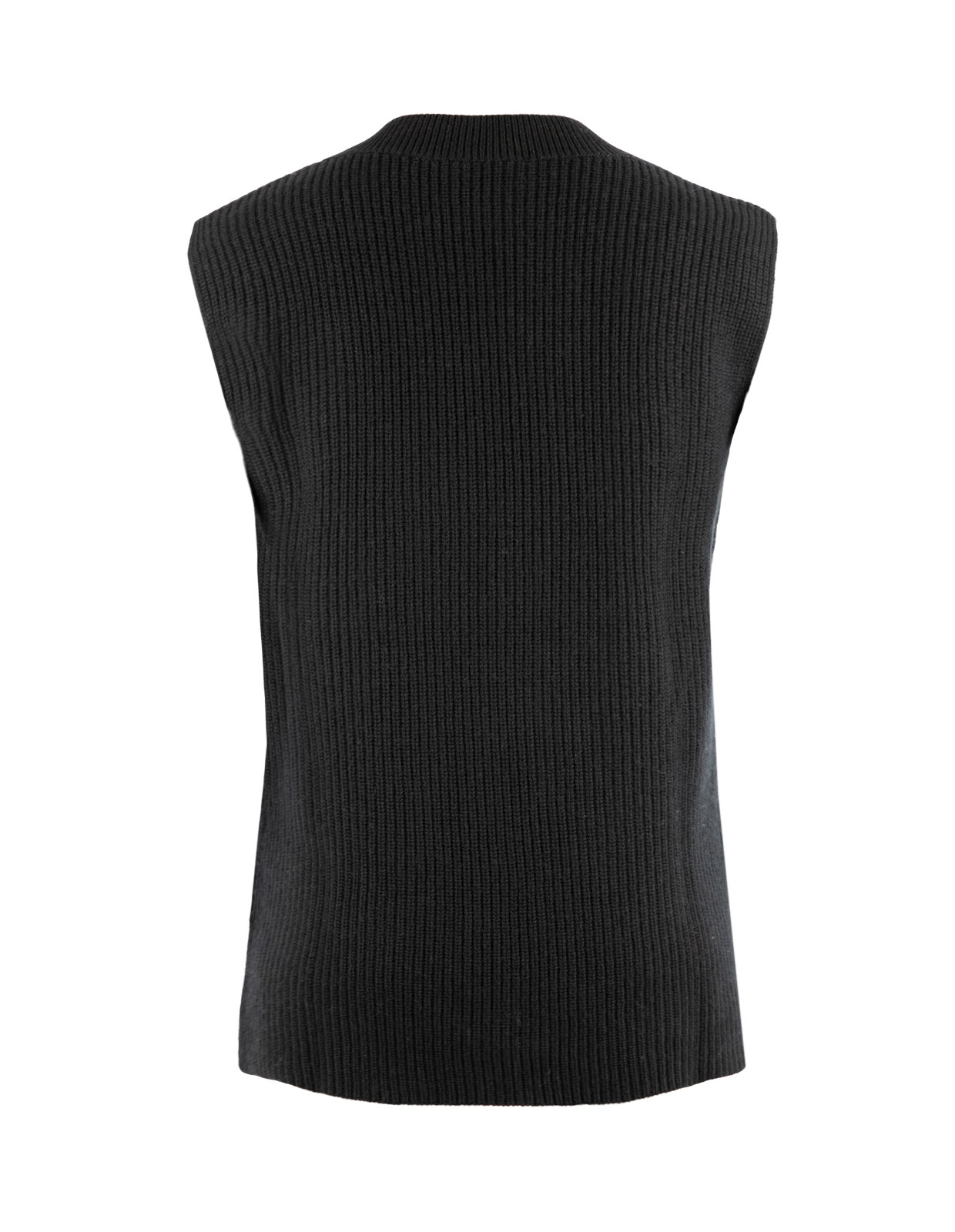 Knitted Wool Vest Black