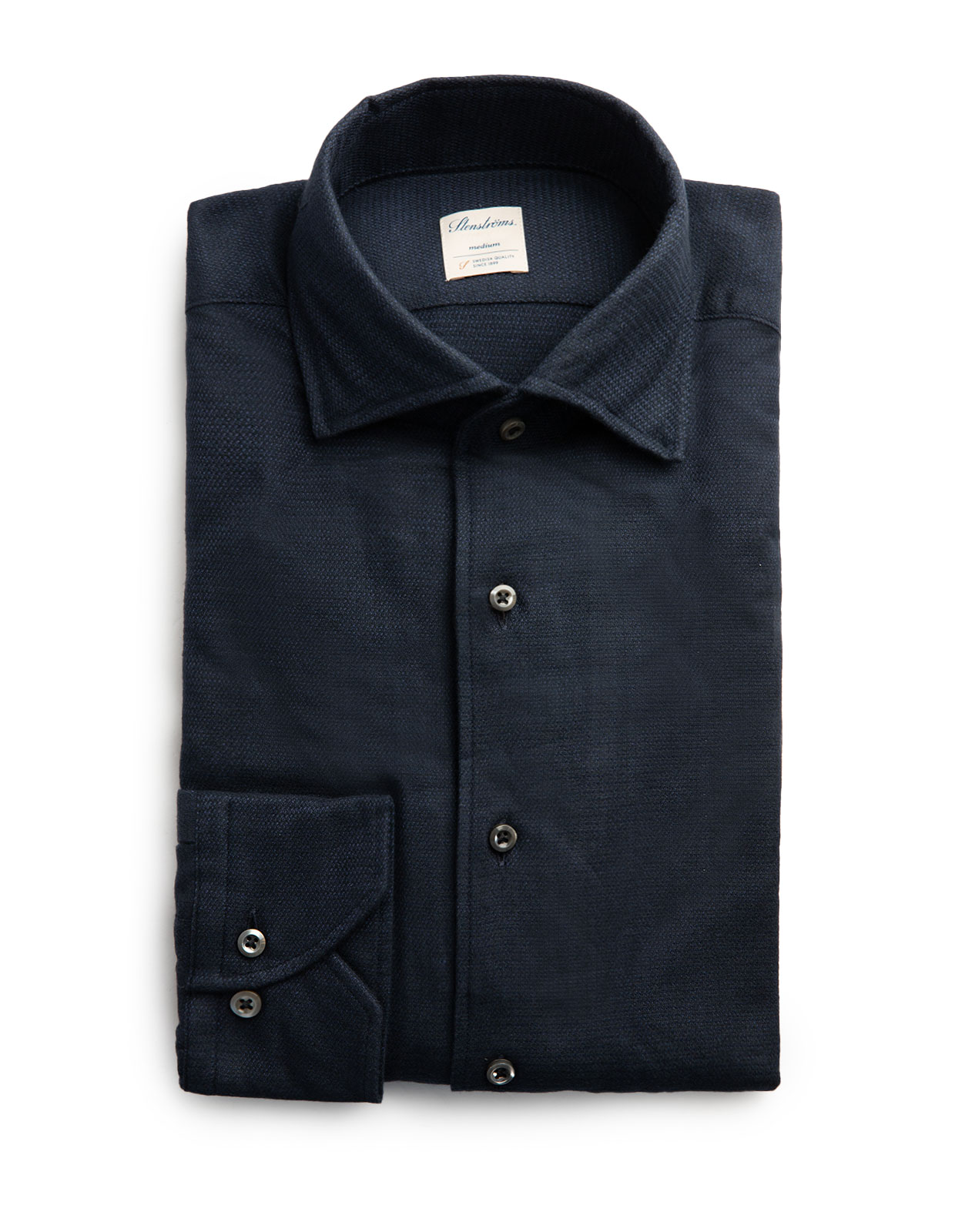 Fitted Body Shirt Textured Flannel Navy