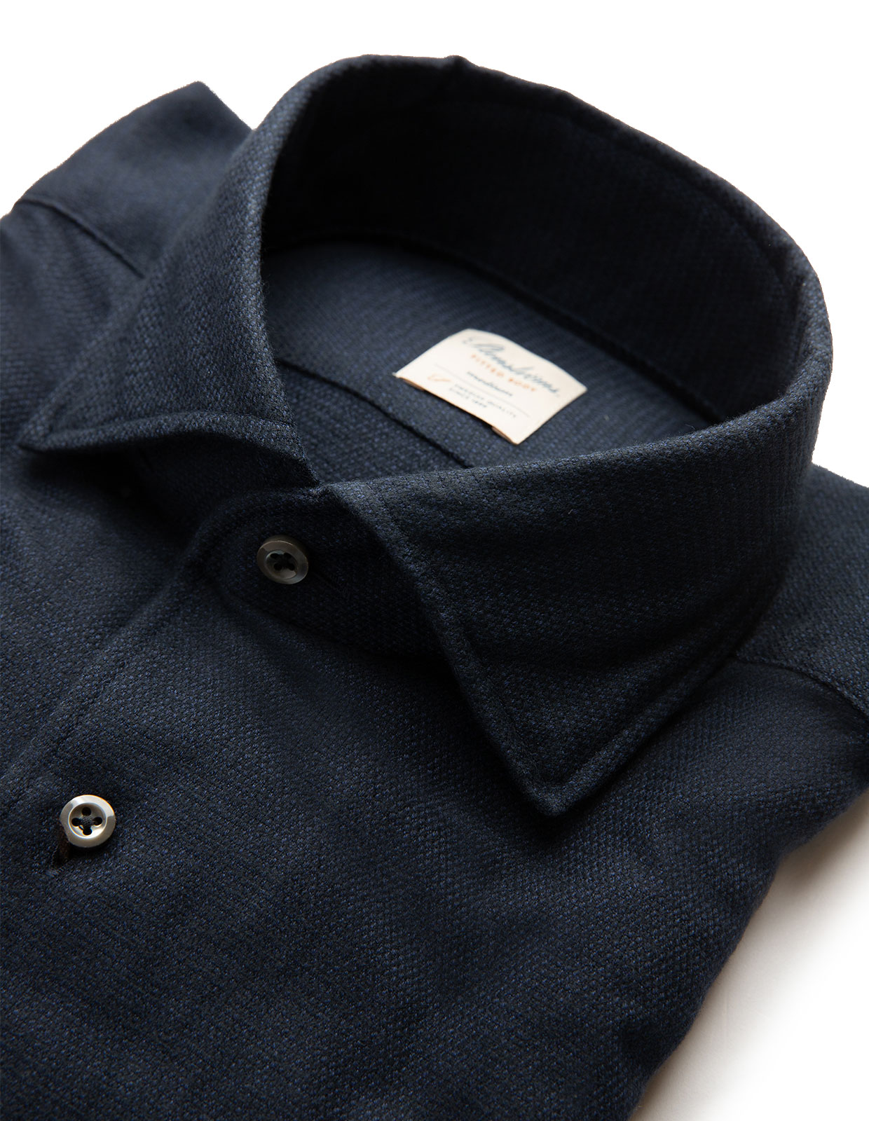 Fitted Body Shirt Textured Flannel Navy