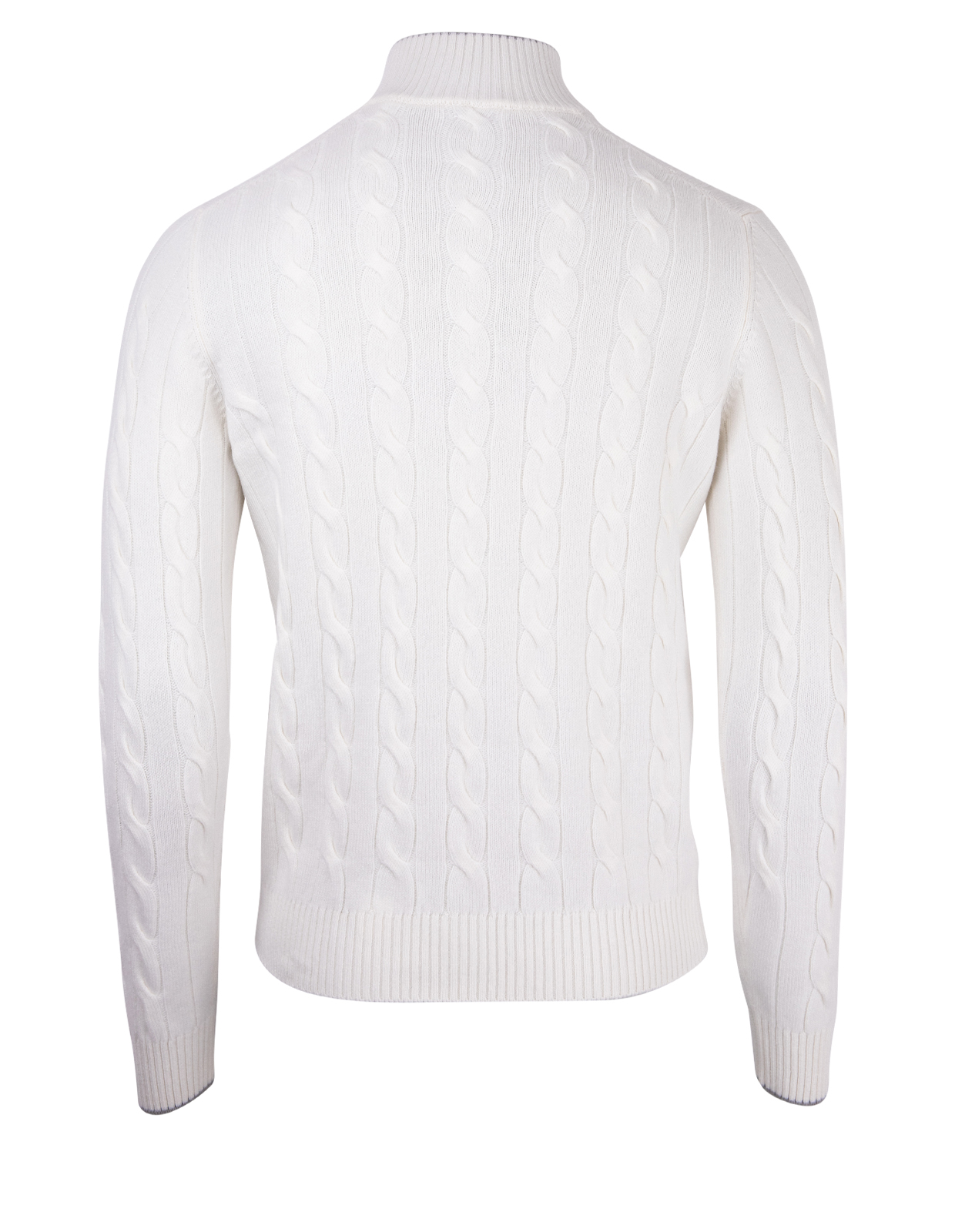 Button Cable Sweater Wool & Cashmere White