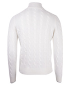 Button Cable Sweater Wool & Cashmere White Stl 50