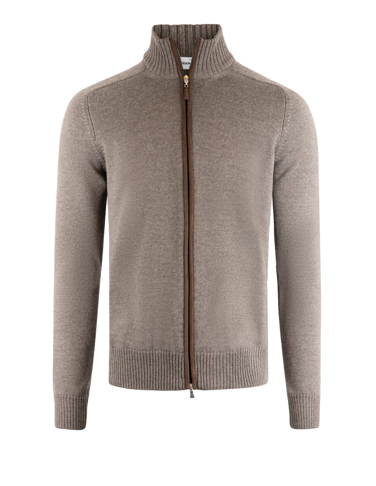Full Zip Cardigan Merinoull Gråbrun