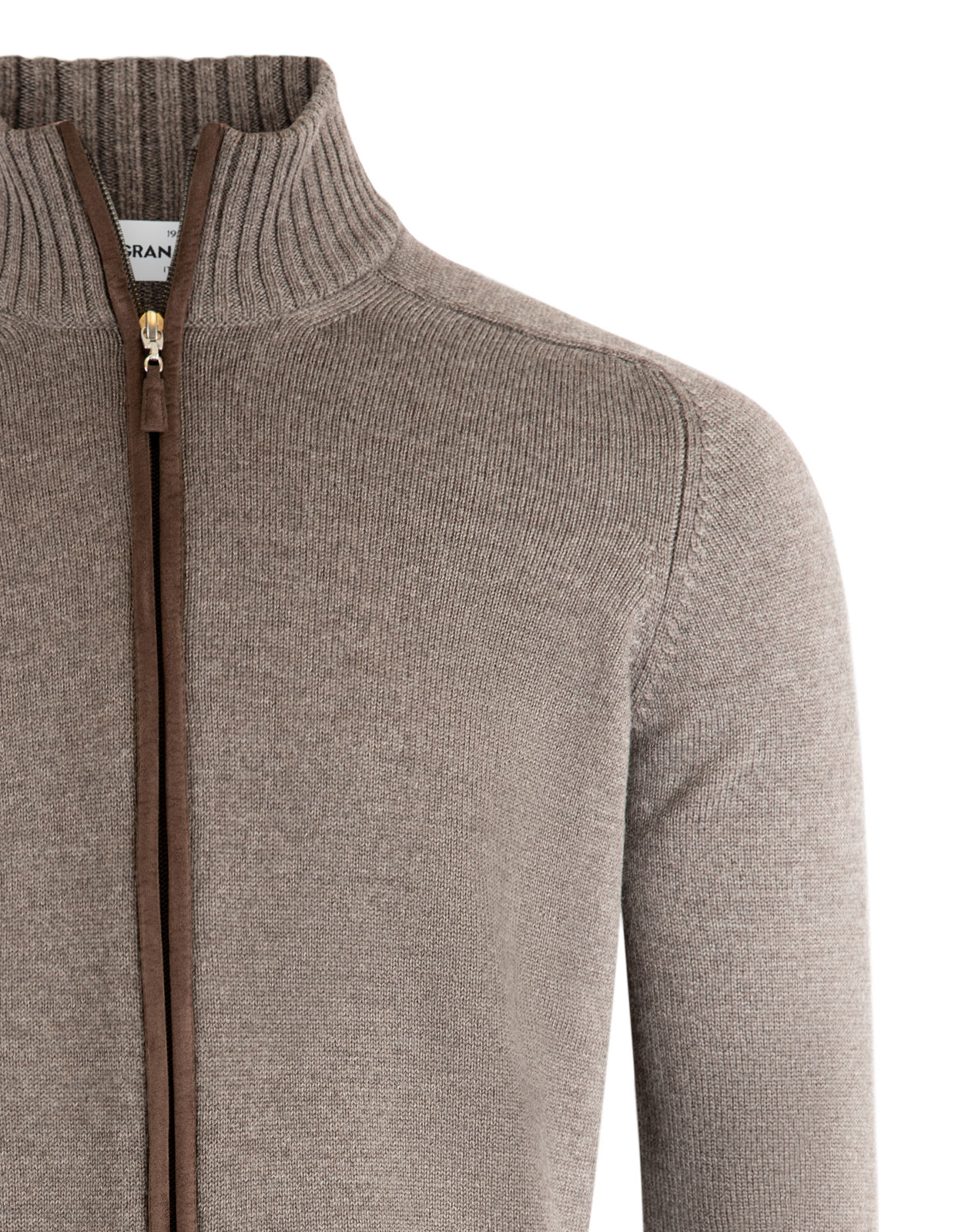 Full Zip Cardigan Merinoull Gråbeige Stl 56