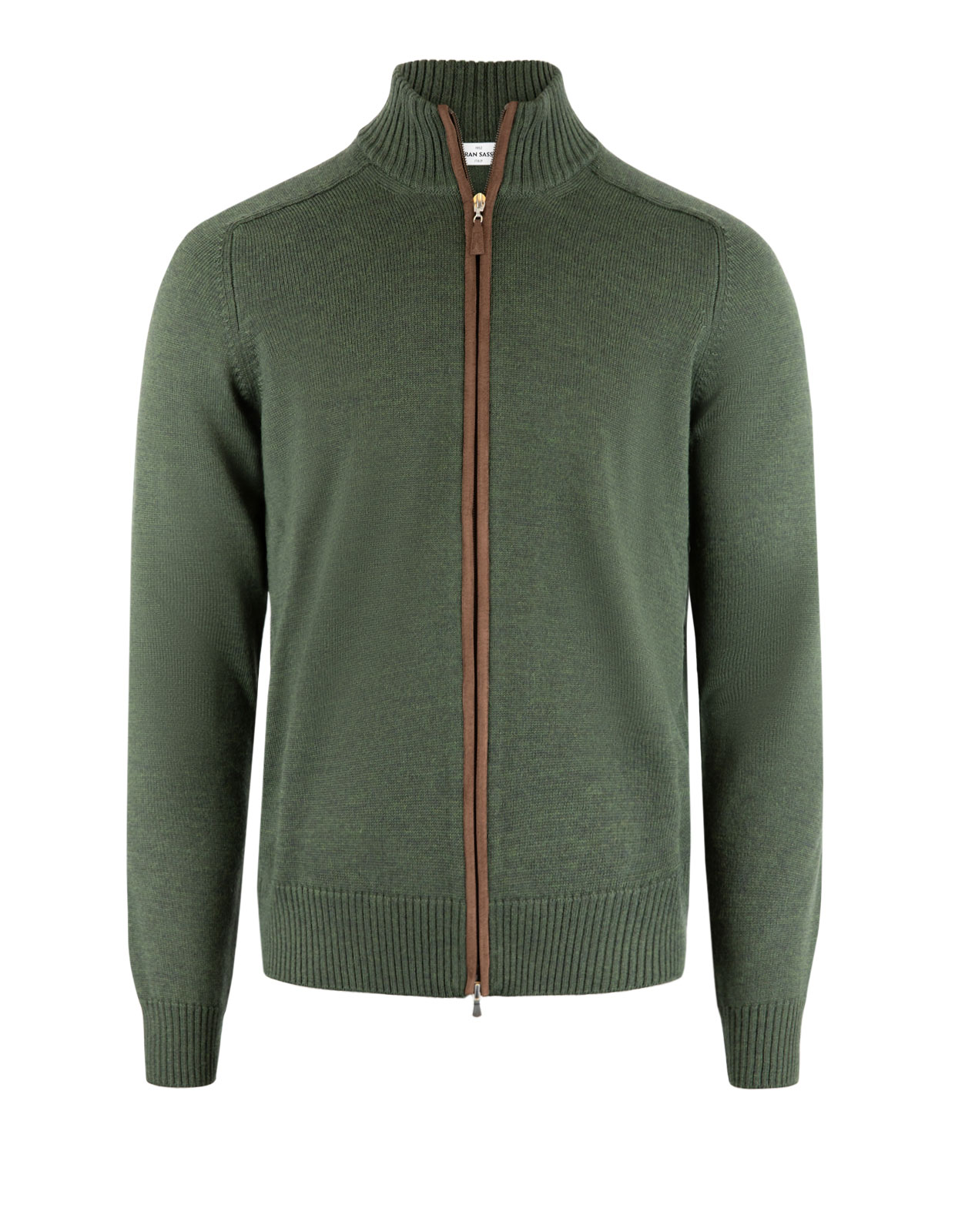 Full Zip Cardigan Merinoull Grönmelerad