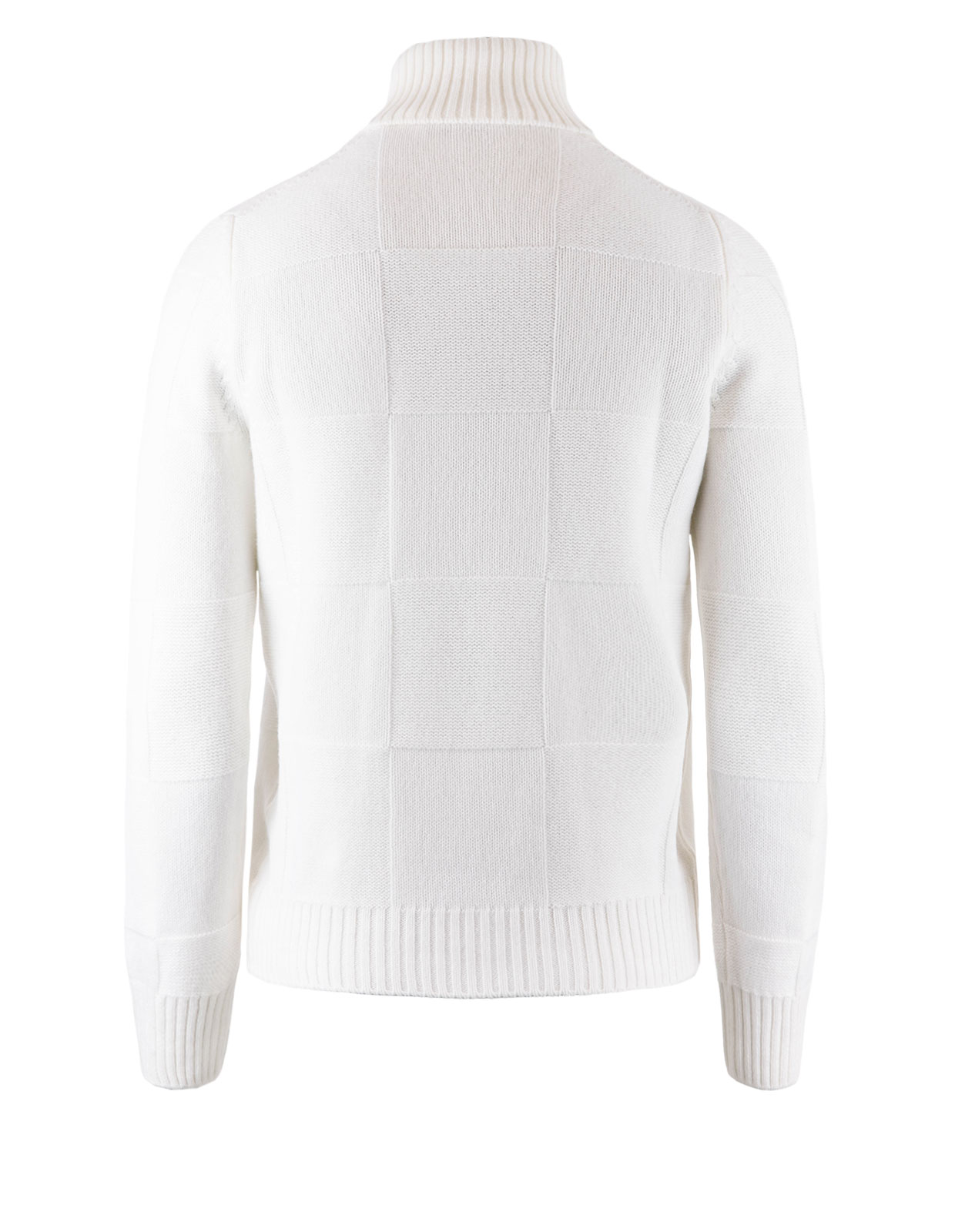 Knitted Tonal Pattern Roll Neck White
