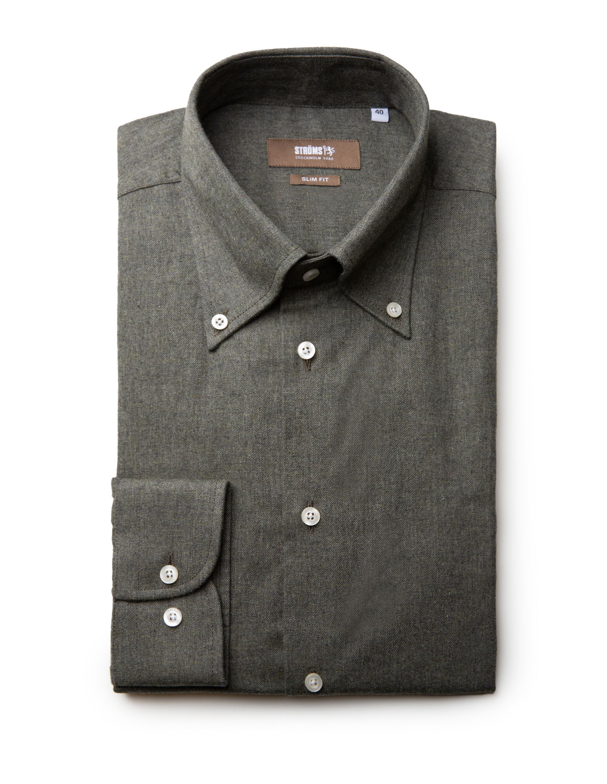 Slim Fit Skjorta Flanell Grön