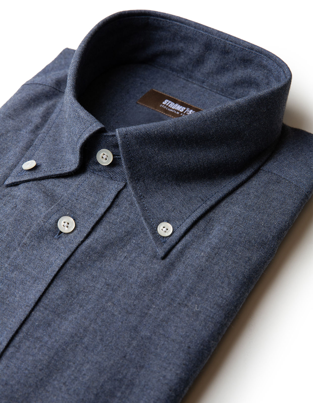 Regular Fit Button-Down Flannel Shirt Denim Blue