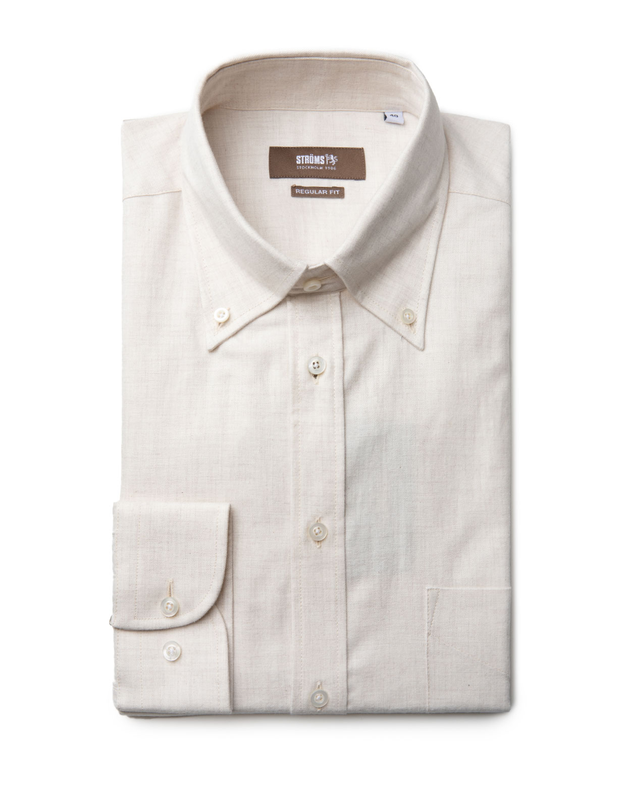 Regular Fit Skjorta Flanell Benvit Regular Fit Skjorta Flanell Benvit