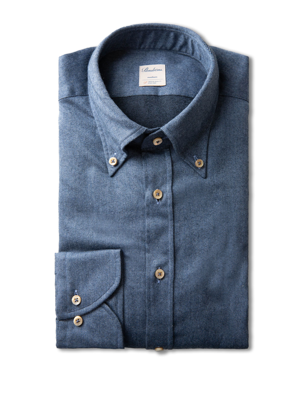 Fitted Body Shirt Luxury Flannel Denim Blue