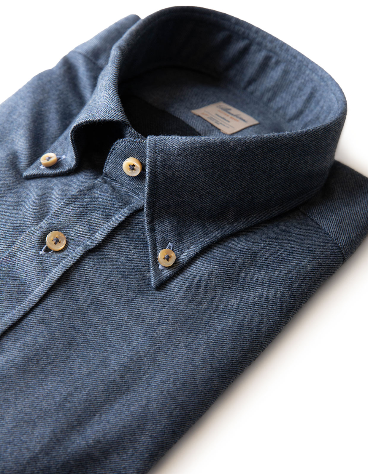 Fitted Body Shirt Luxury Flannel Denim Blue