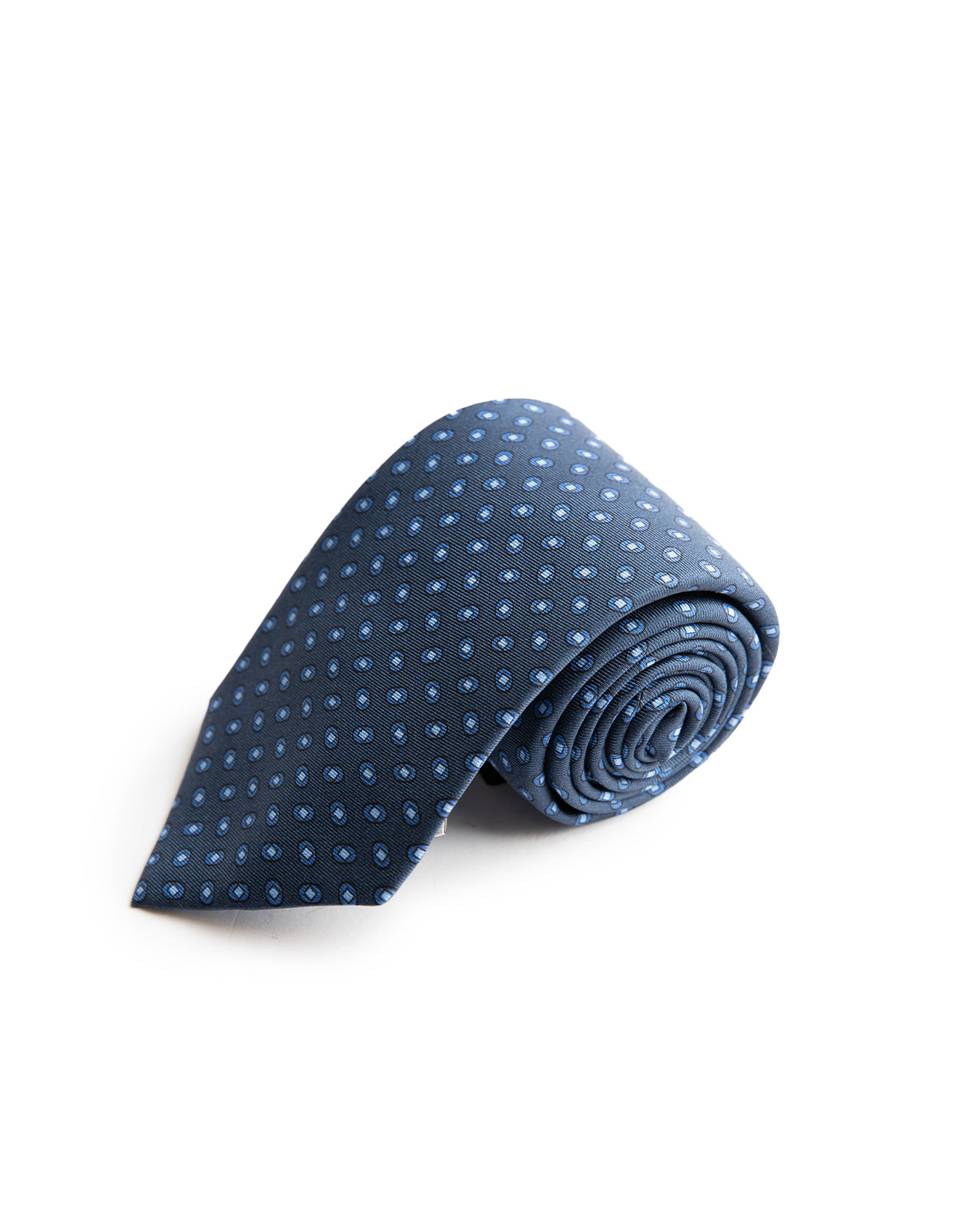 Printed Silk Tie Blue on Blue Dots