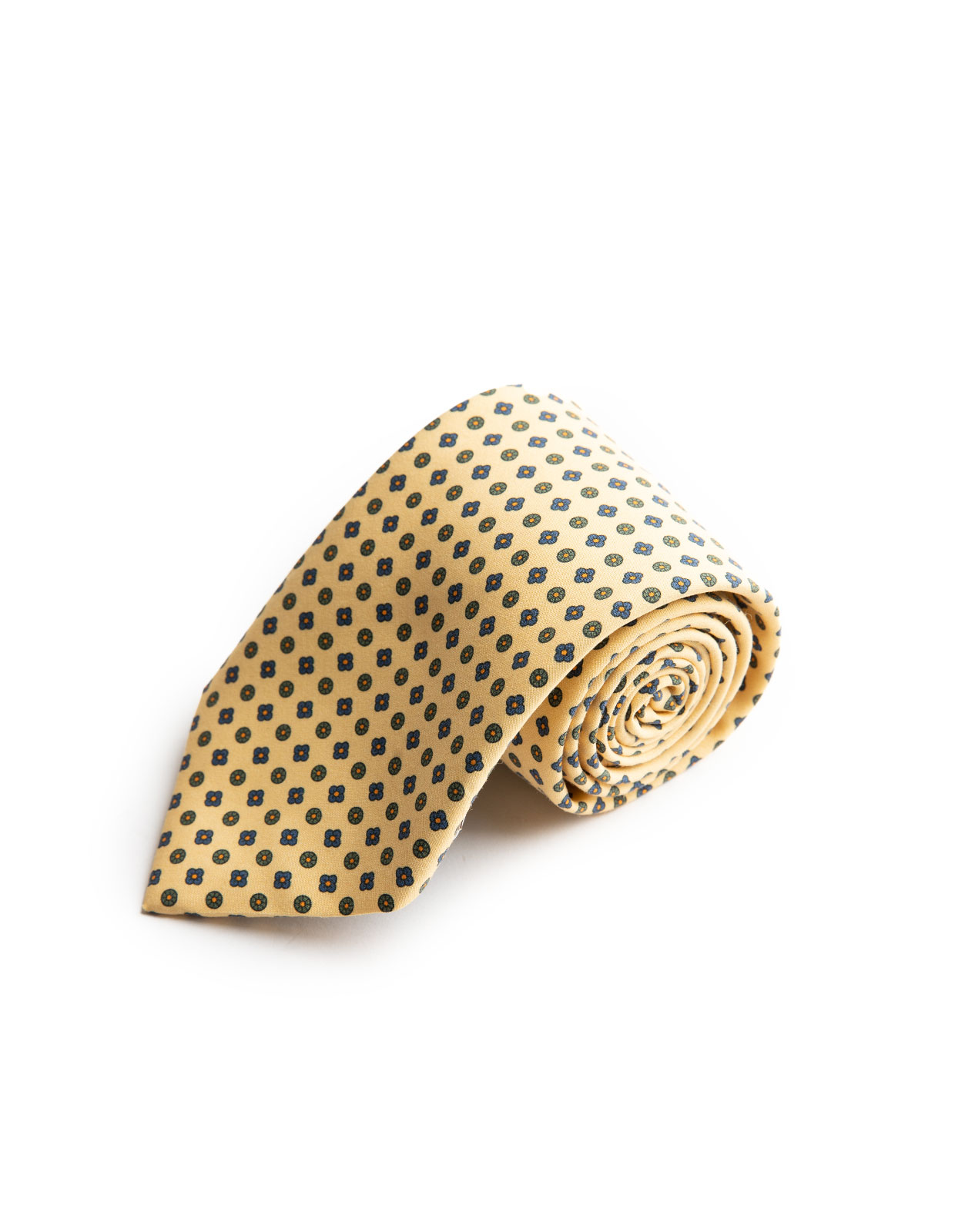 Printed Silk Tie Pale Yellow/Flower