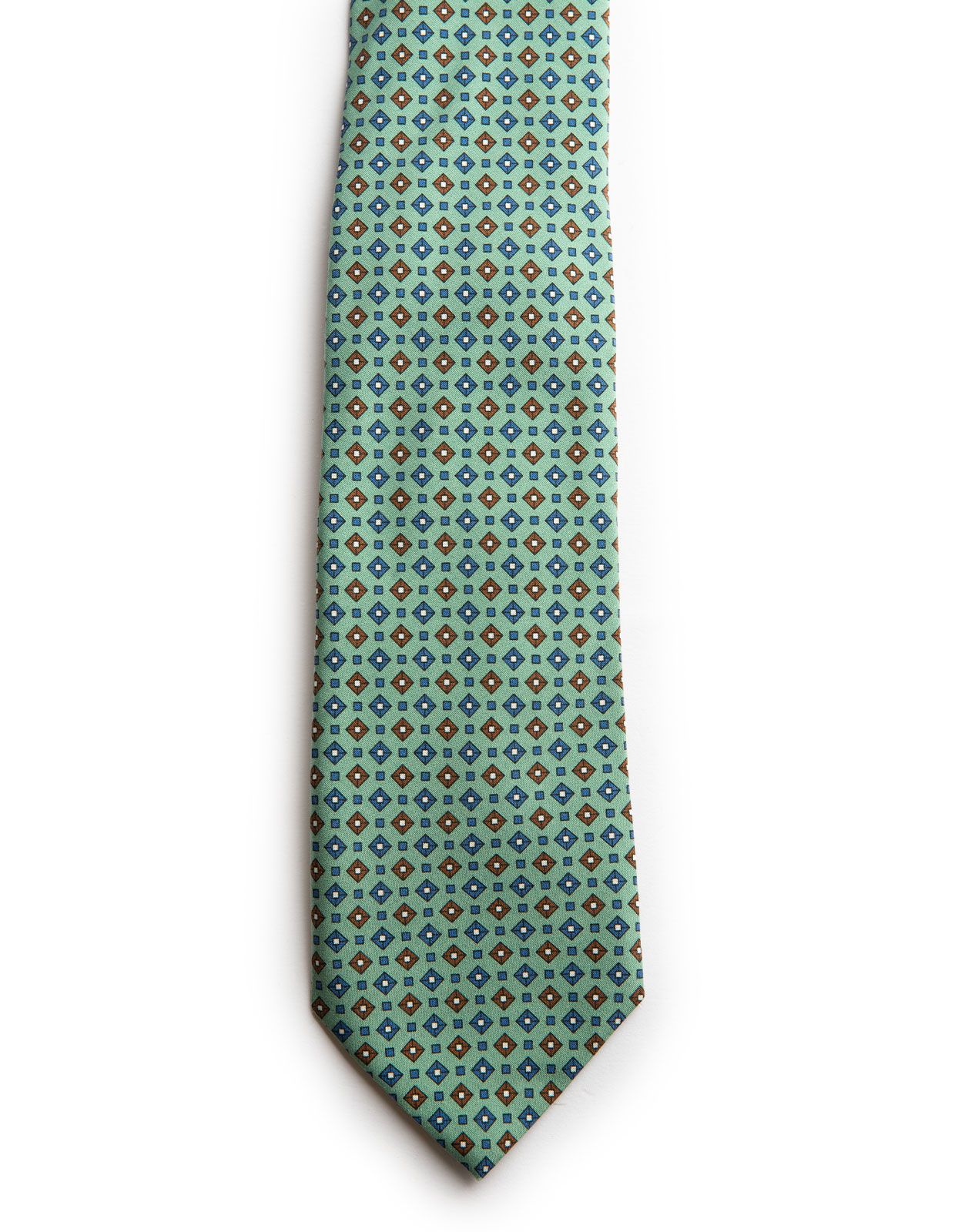Printed Silk Tie Mint Green/Diamond