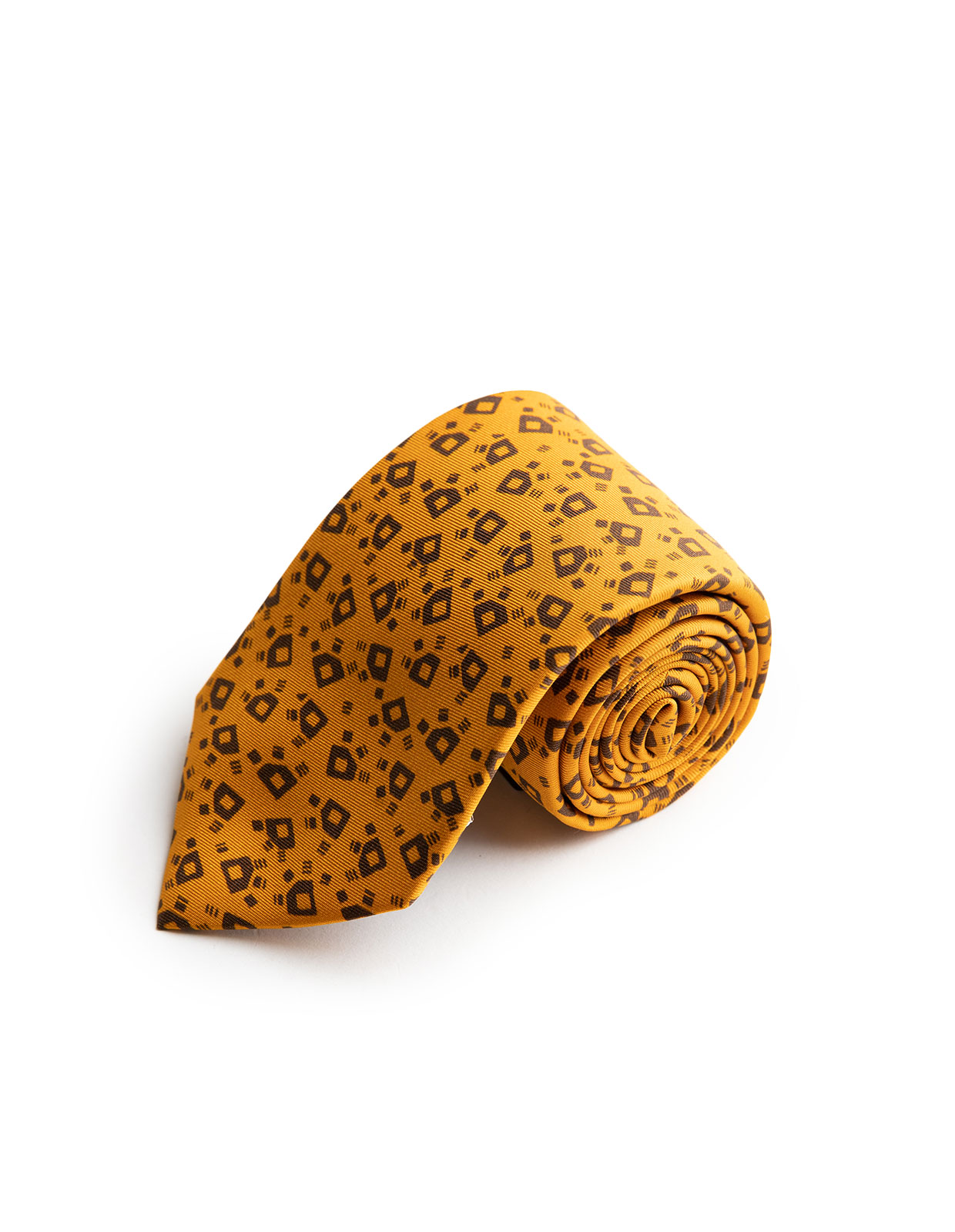 Printed Silk Tie Pumpkin/Brown Arrow