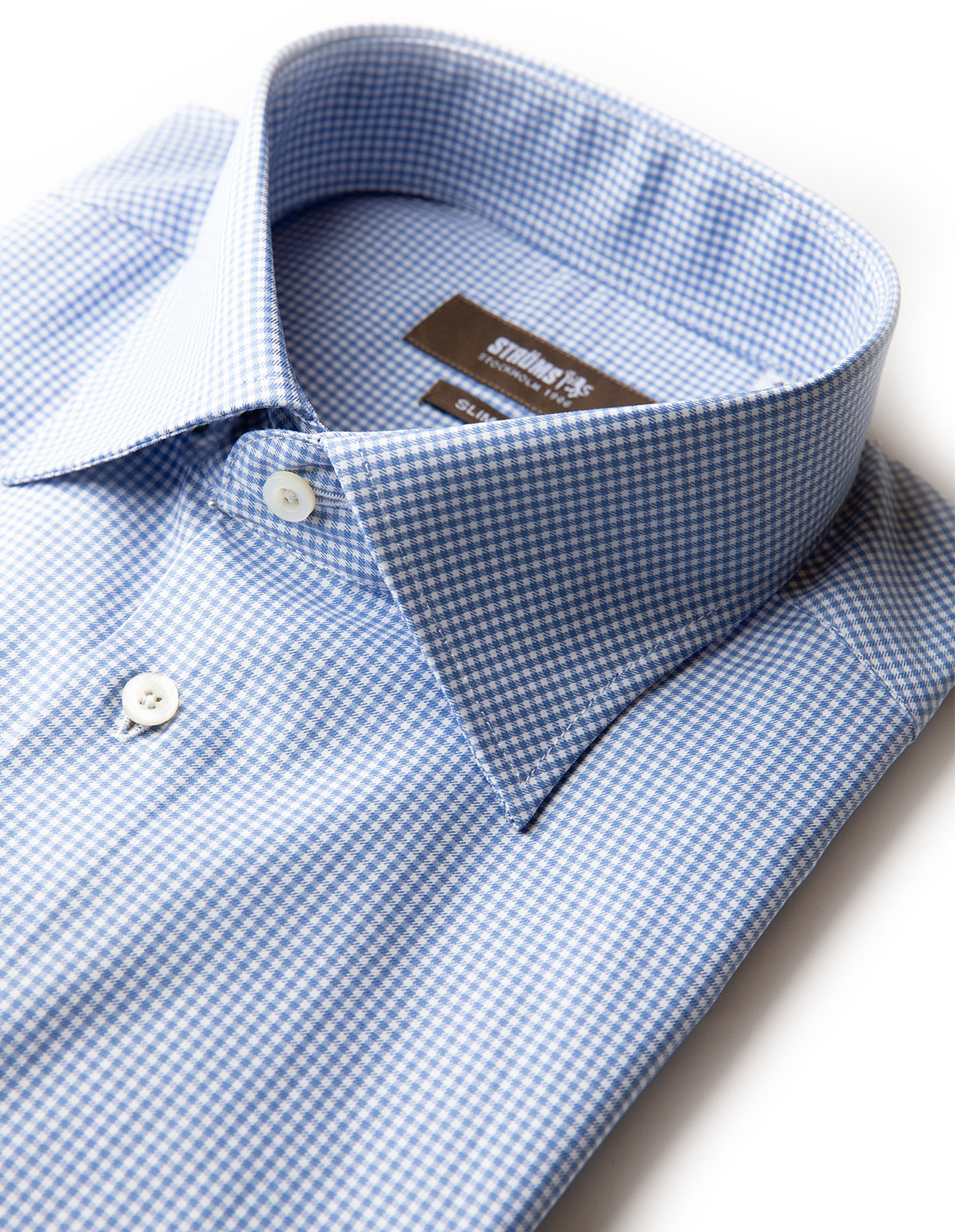 Slim Fit Skjorta Bomull Hundtand Blå Slim Fit Skjorta Bomull Hundtand Blå