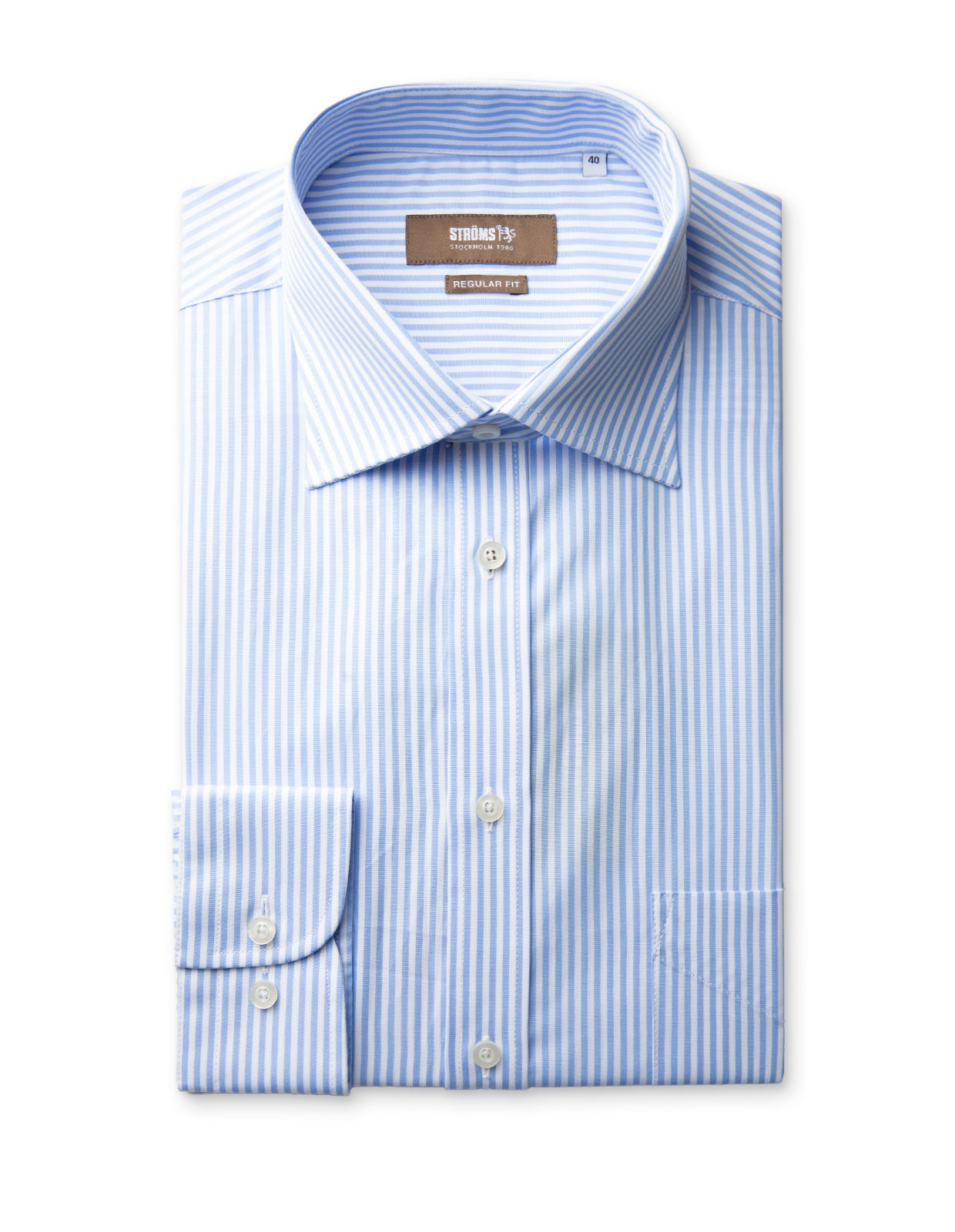 Regular Fit Extra Long Sleeves Striped Cotton Shirt Blue/White
