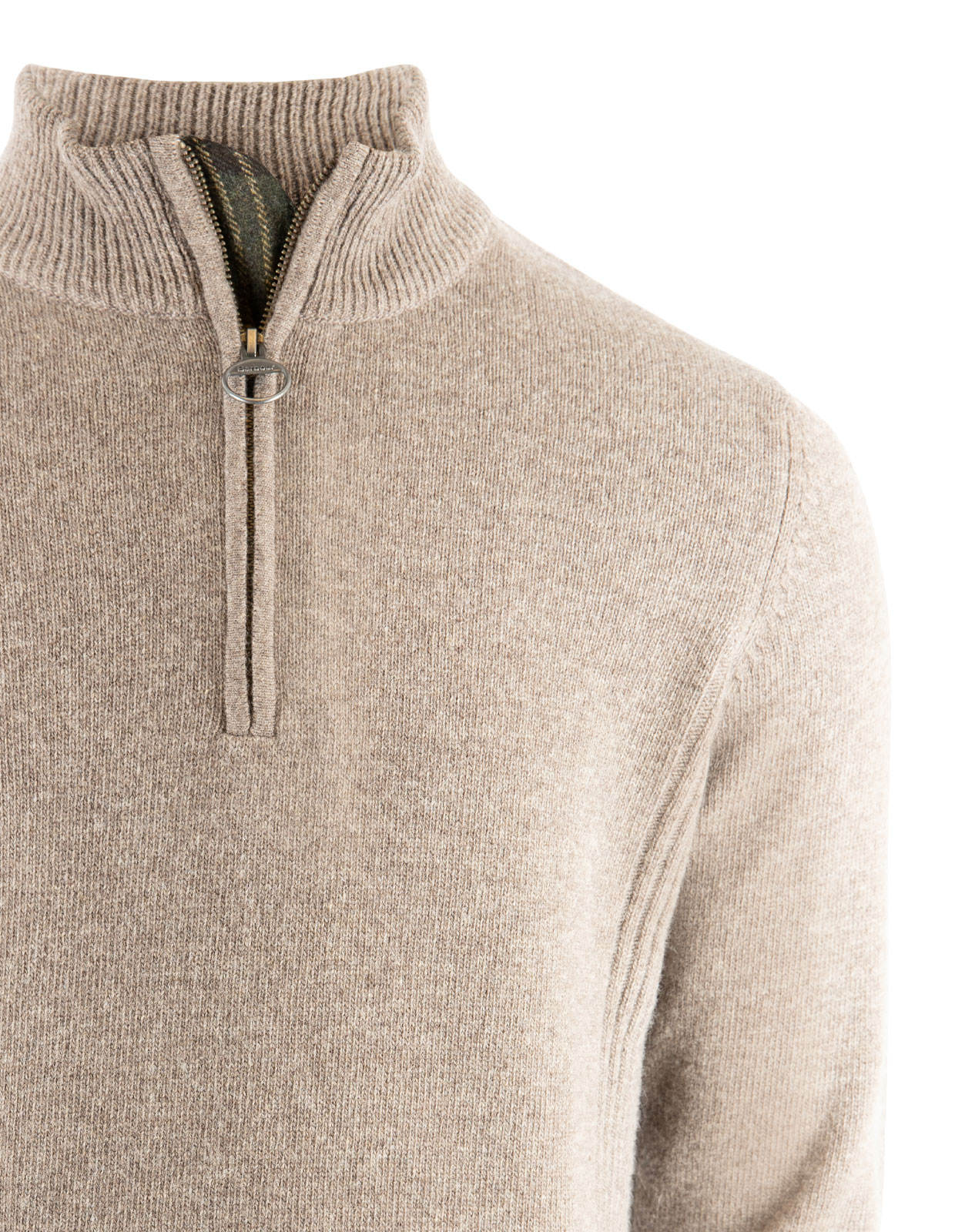 Holden Half Zip Lambswool Tartan Military Marl