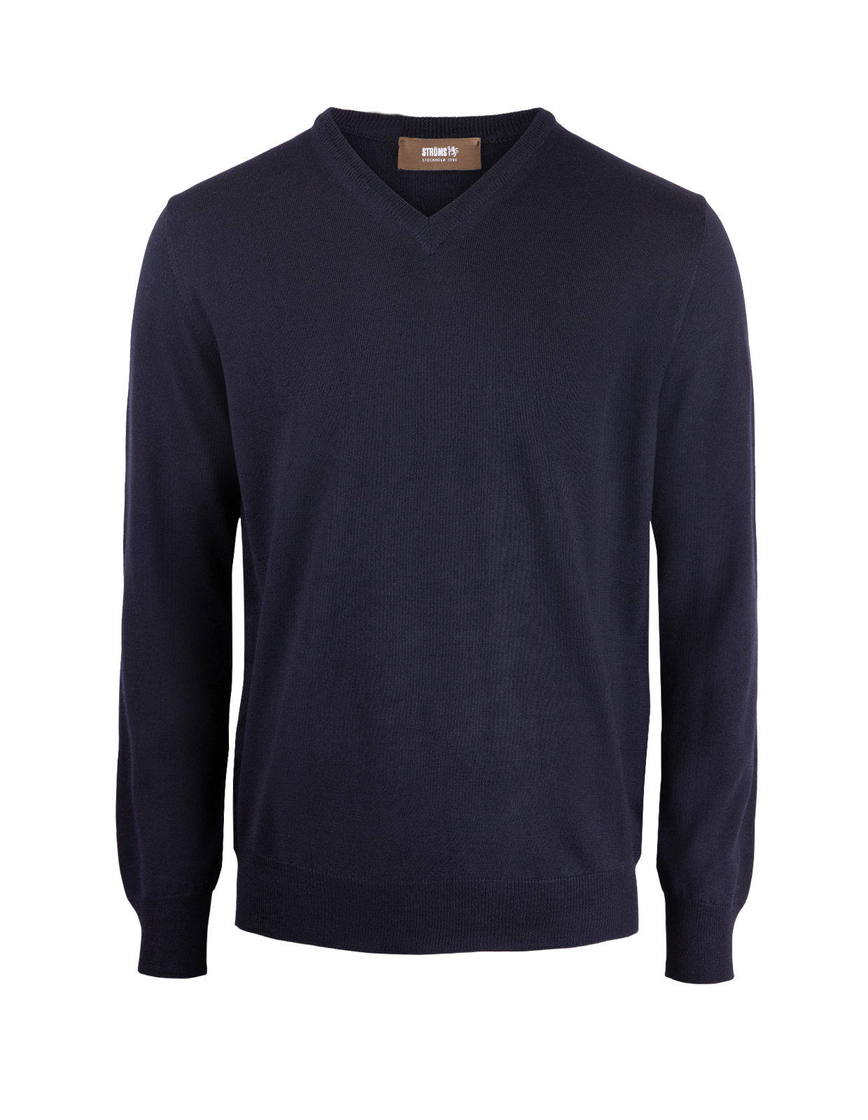Tröja V-ringad Merinoull Marinblå M