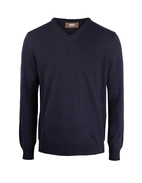 Tröja V-ringad Merinoull Marinblå M