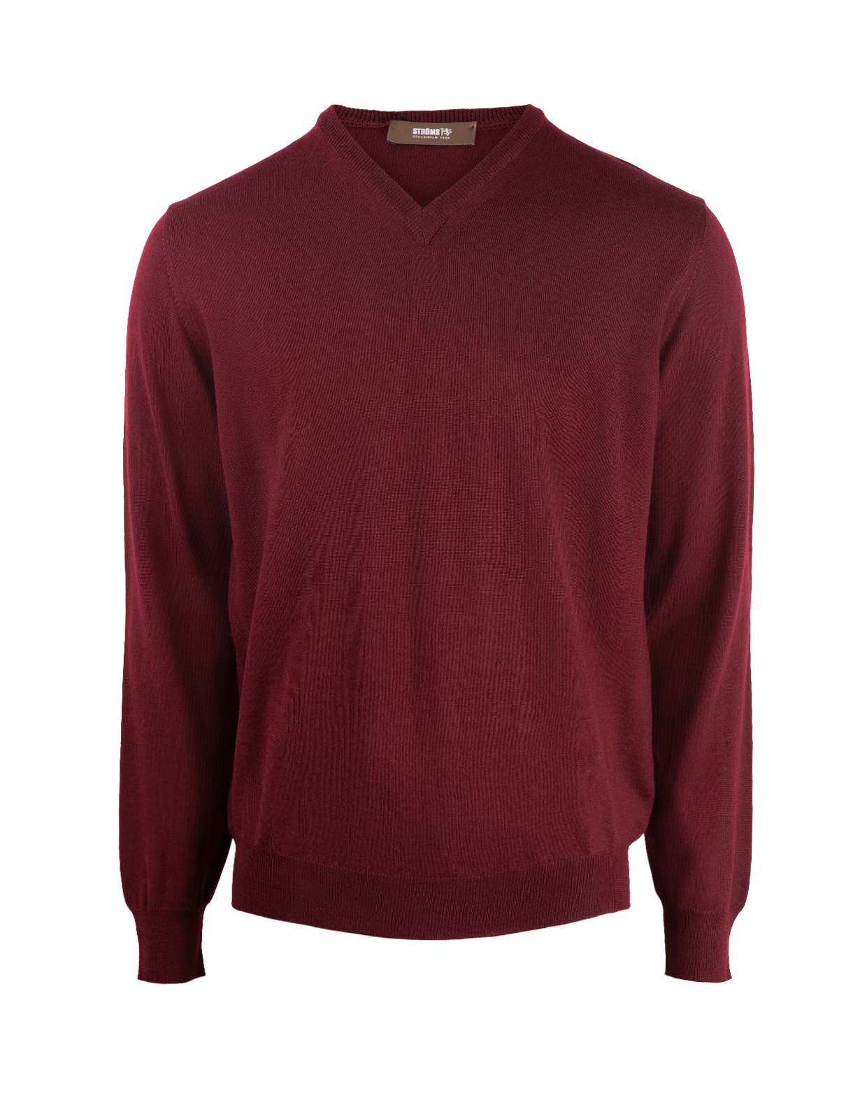 Tröja V-ringad Merinoull Vinröd XXL