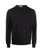 Tröja V-ringad Merinoull Svart S