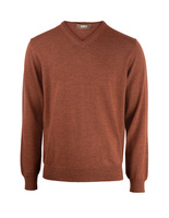 Vee Neck Merino Sweater Rust