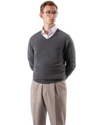 V-Neck Cashmere Dark Heather Grey