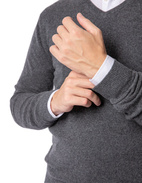 V-Neck Cashmere Dark Heather Grey