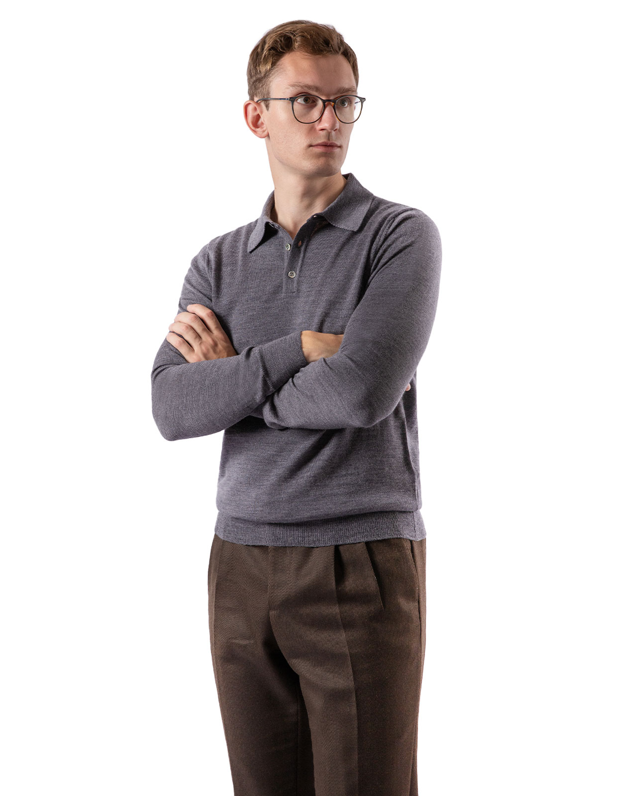 Poloshirt Merino Grå Stl S