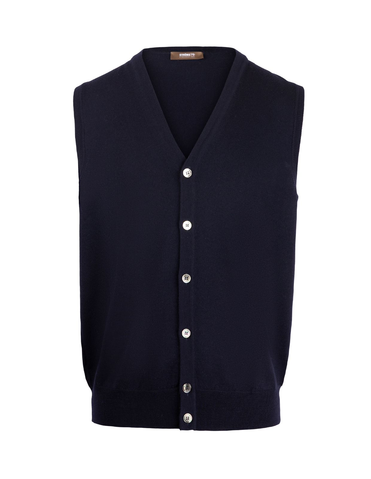 Väst Finstickad Merinoull Navy M