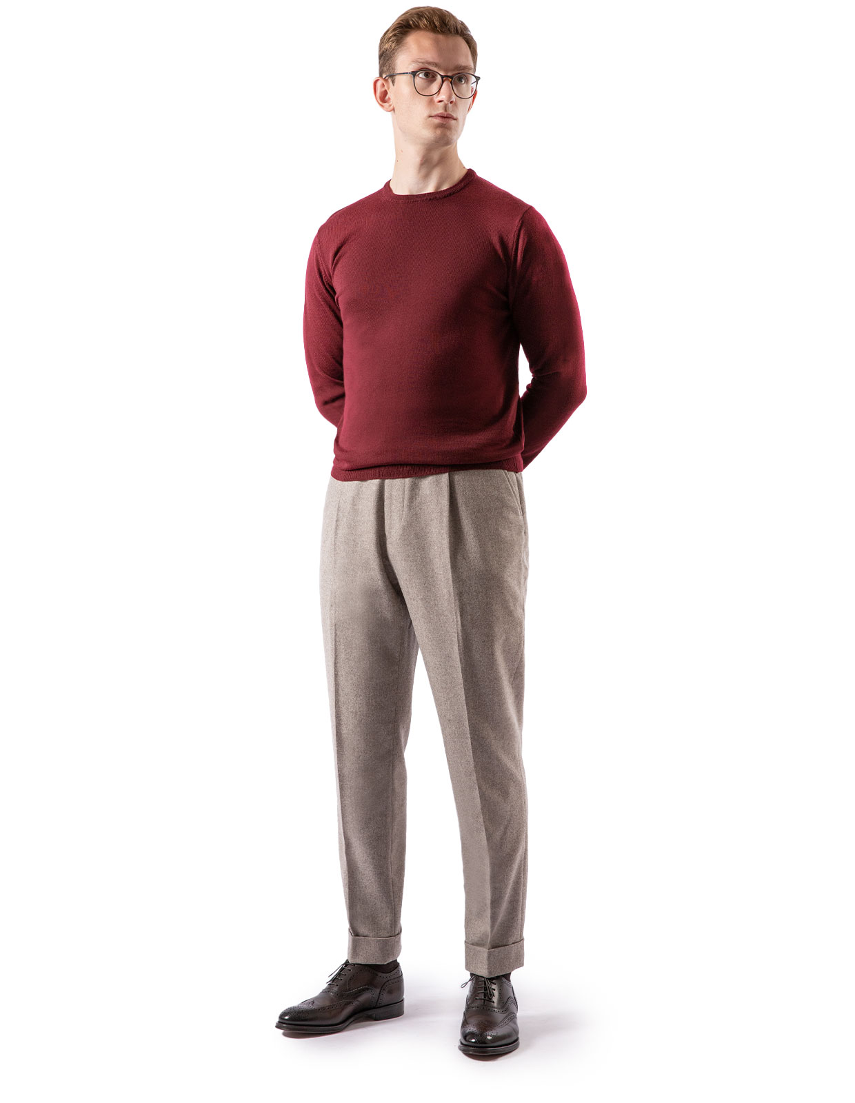 Crew Neck Merino Sweater Bordeaux