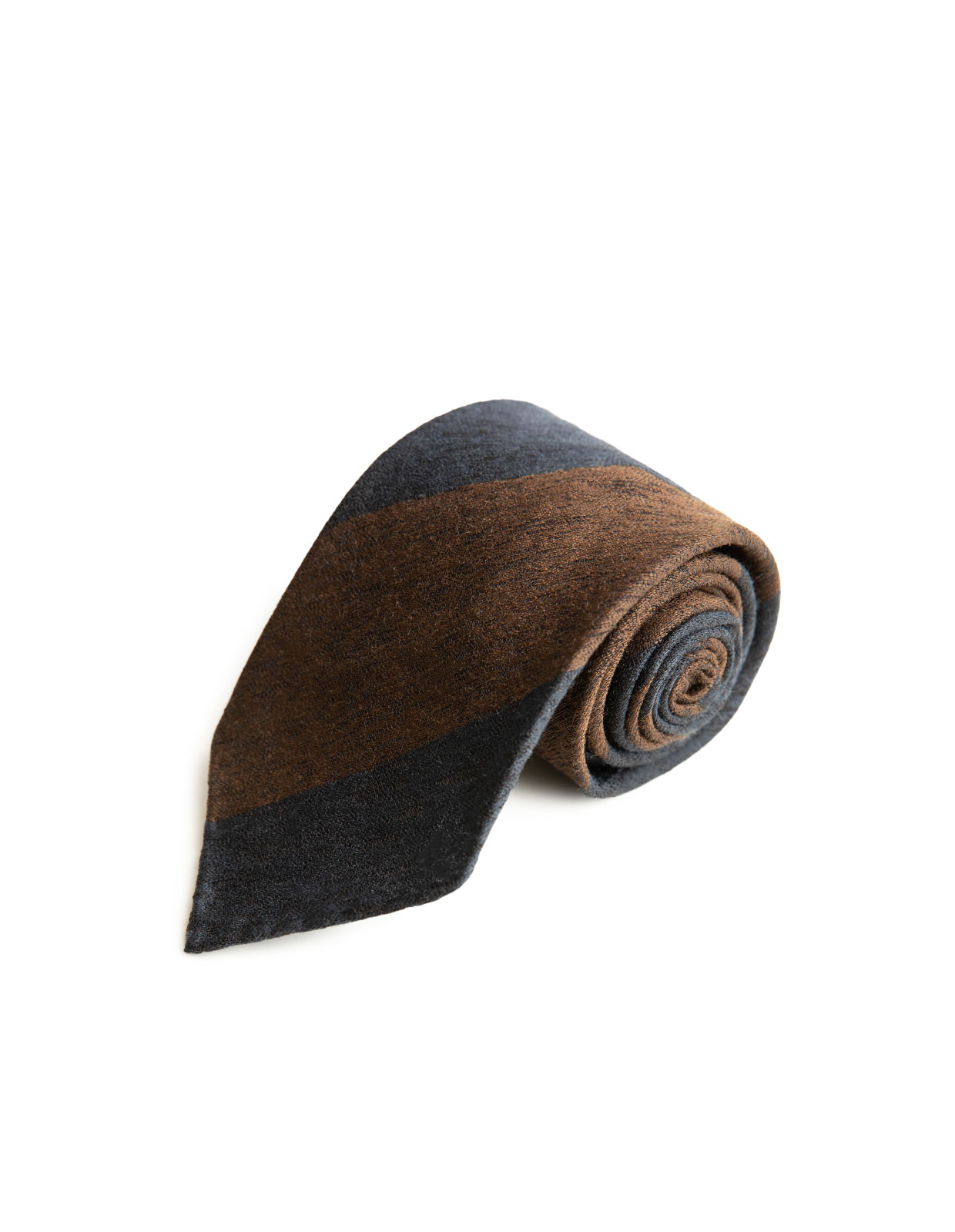 Untipped Wool & Silk Tie Brown/Navy Block Str