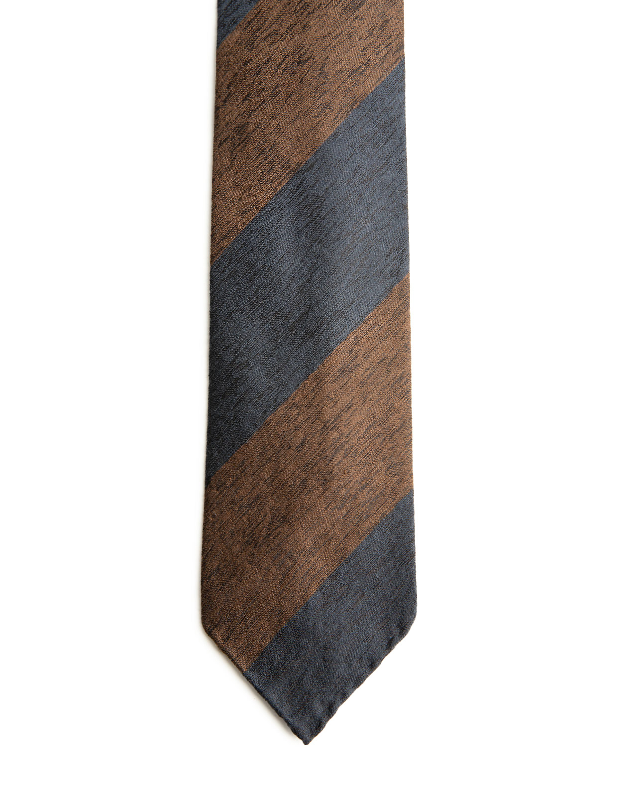 Untipped Wool & Silk Tie Brown/Navy Block Str