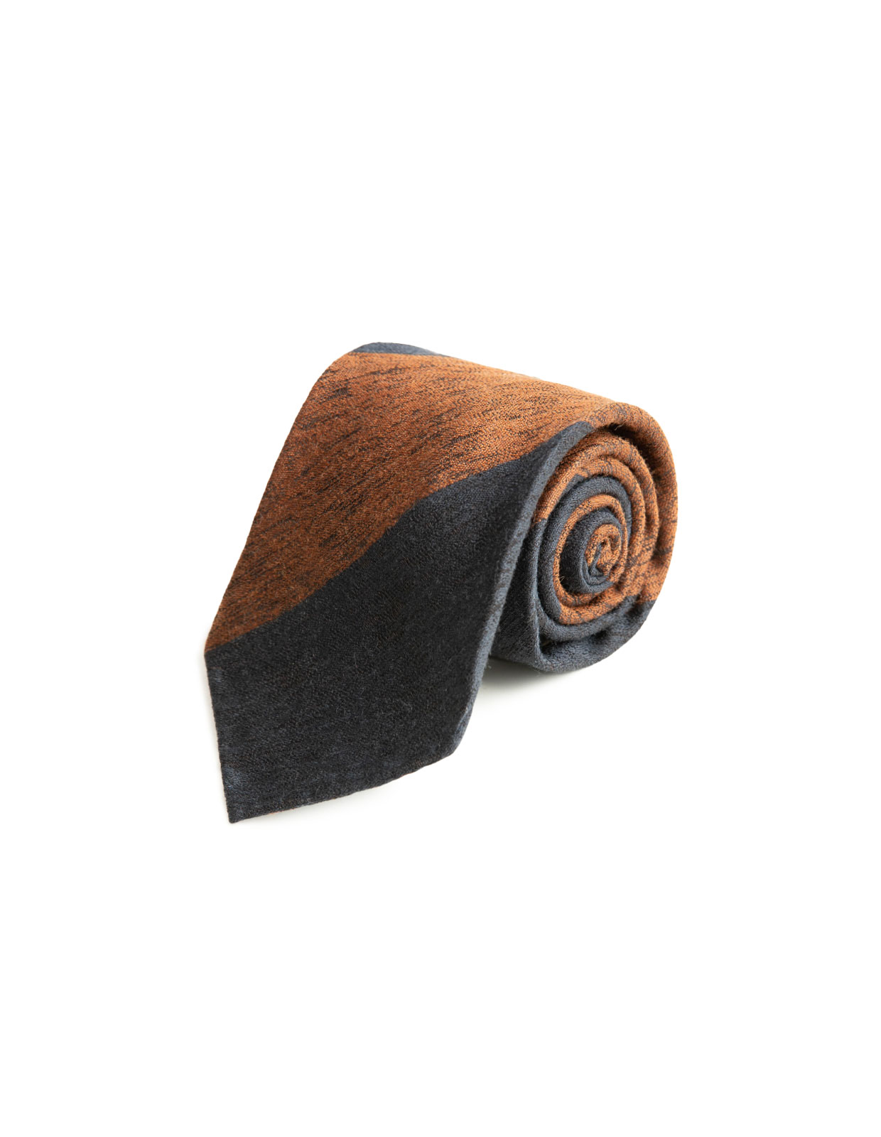 Untipped Wool & Silk Tie Brick/Navy Block Str