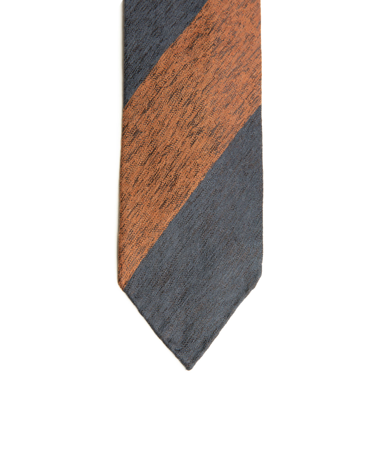 Untipped Wool & Silk Tie Brick/Navy Block Str
