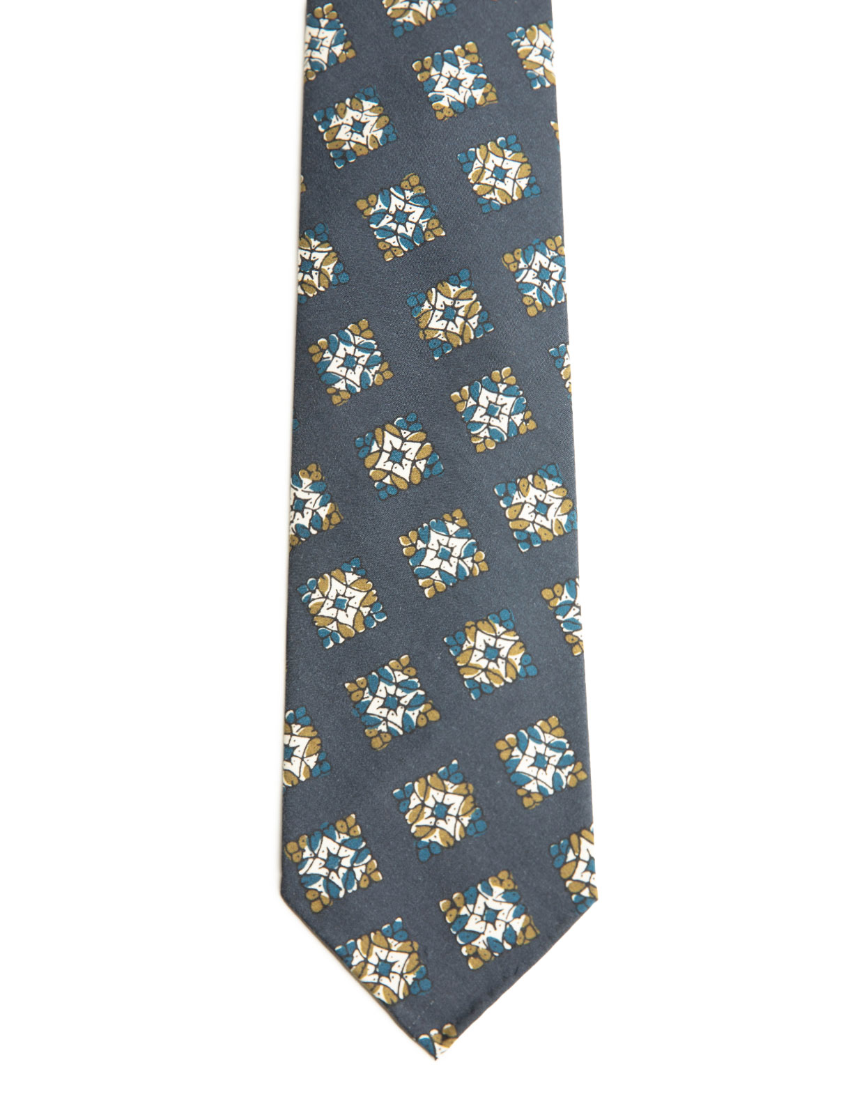 Untipped Silk Tie Navy Stained Glass