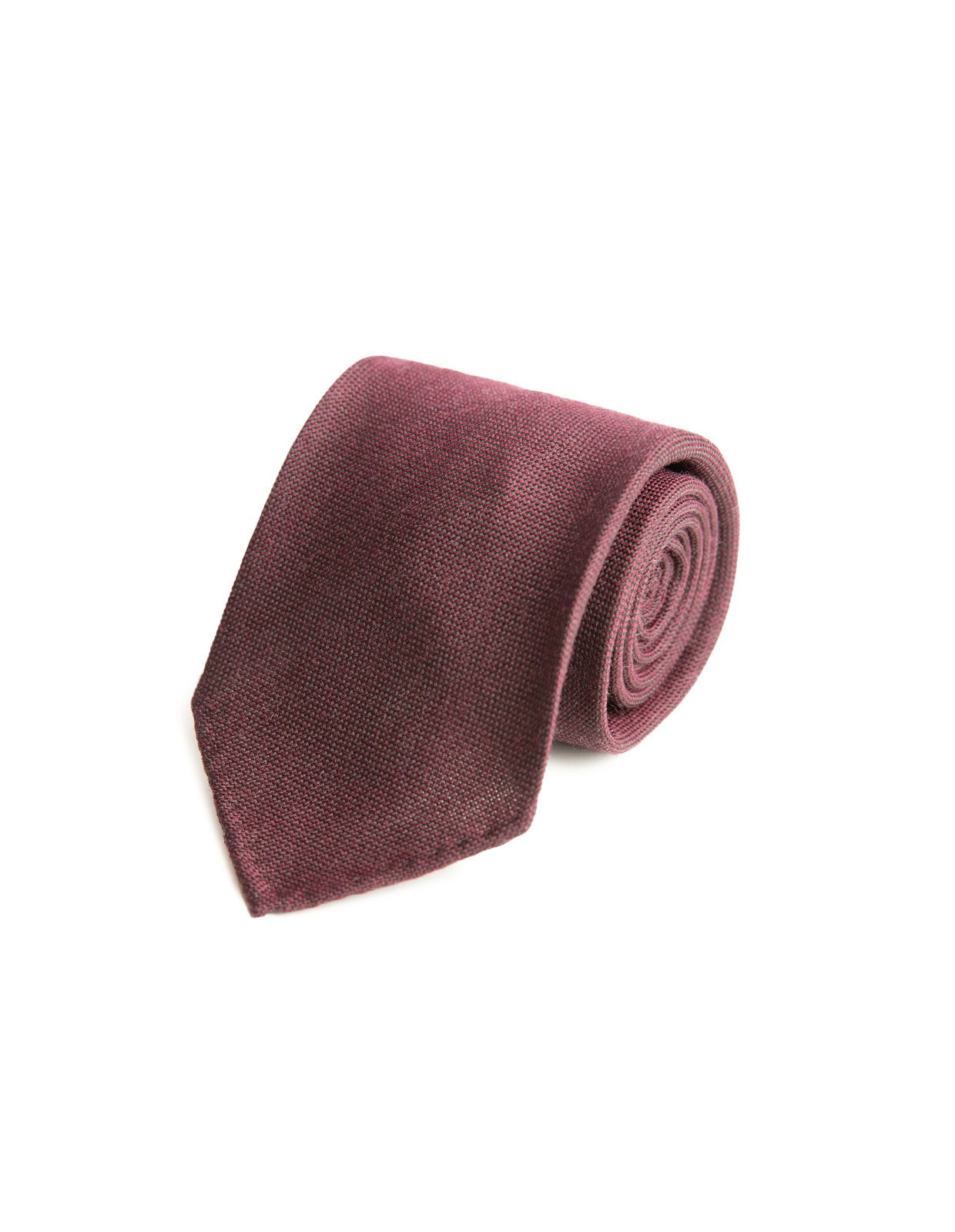 Untipped Wool Tie Dark Wine