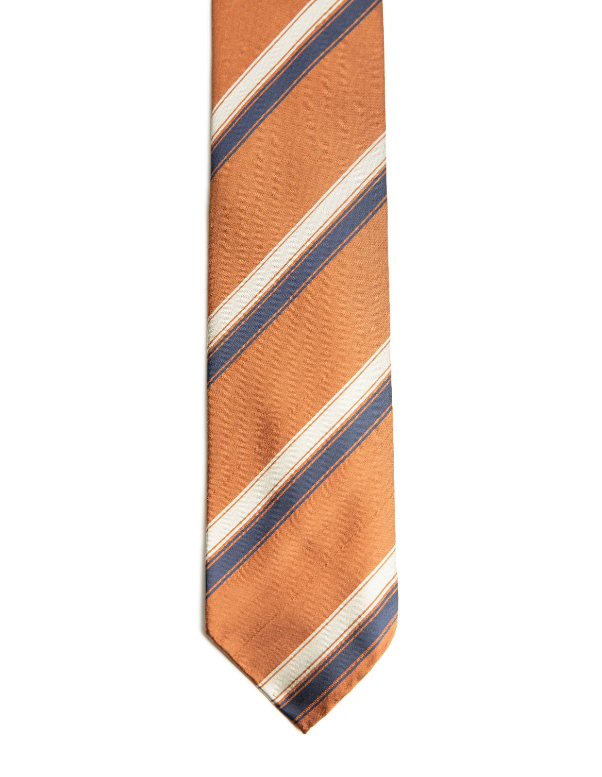 Shantung Tie Unlined Orange/Navy Stripe