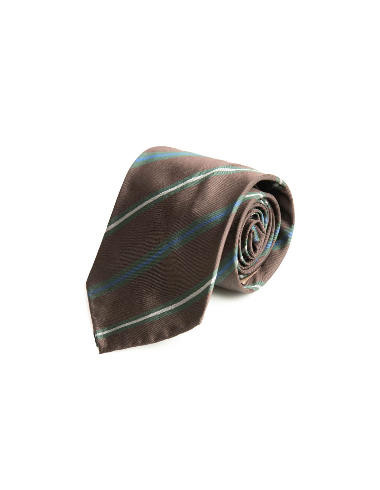 Untipped Silk Tie Dark Brown Stripe