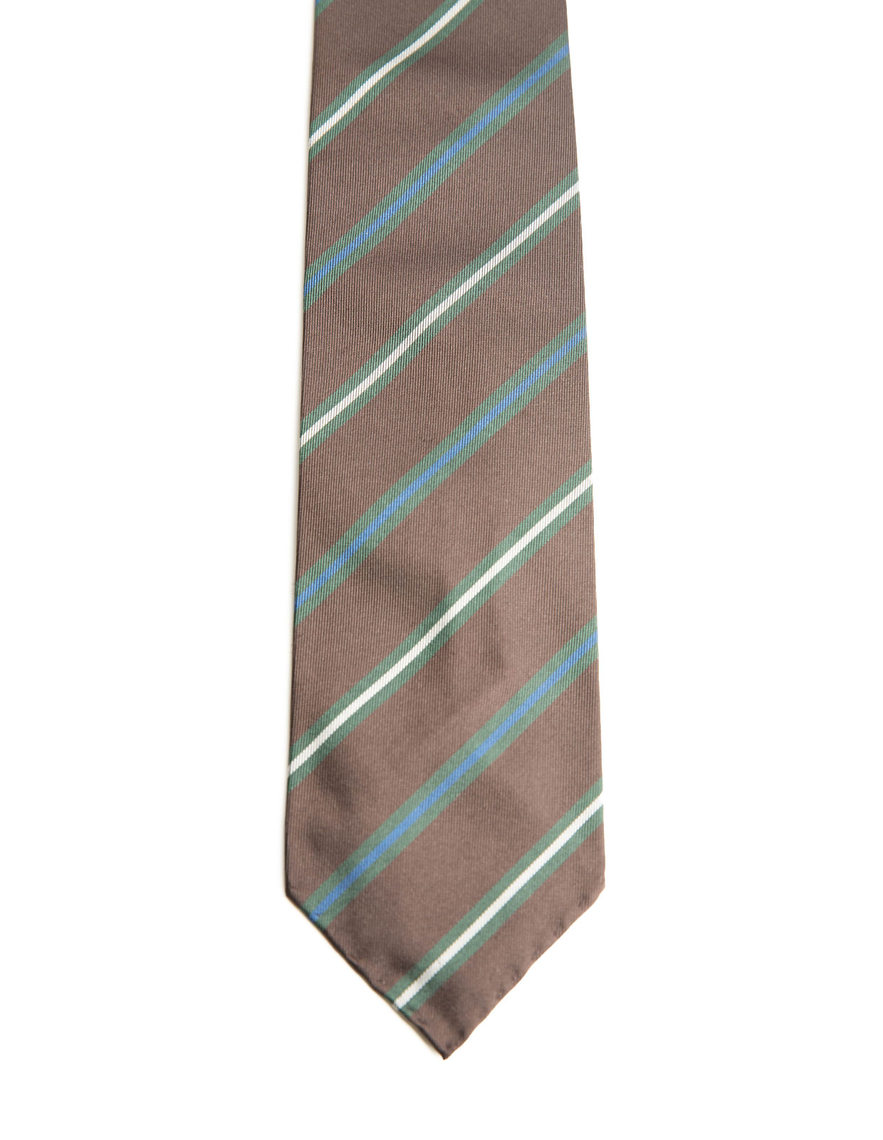 Untipped Silk Tie Dark Brown Stripe