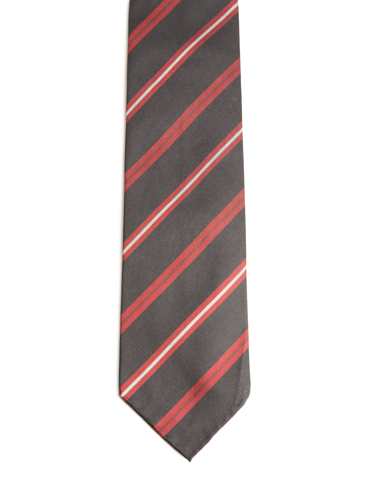 Untipped Silk Tie Black/Red Stripe
