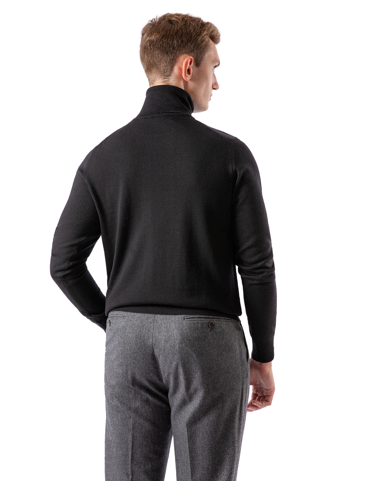 Roll Neck Merino Black Stl L