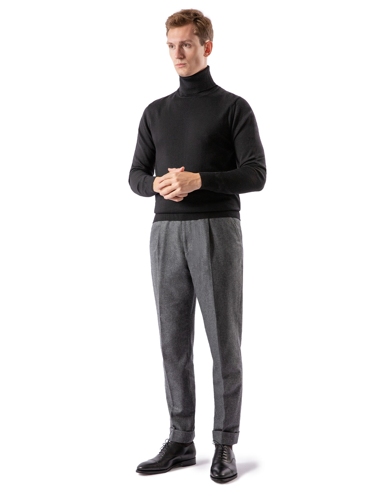 Roll Neck Merino Black Stl L