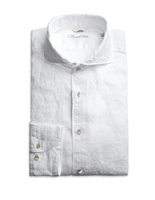 Fitted Body Linen Shirt White