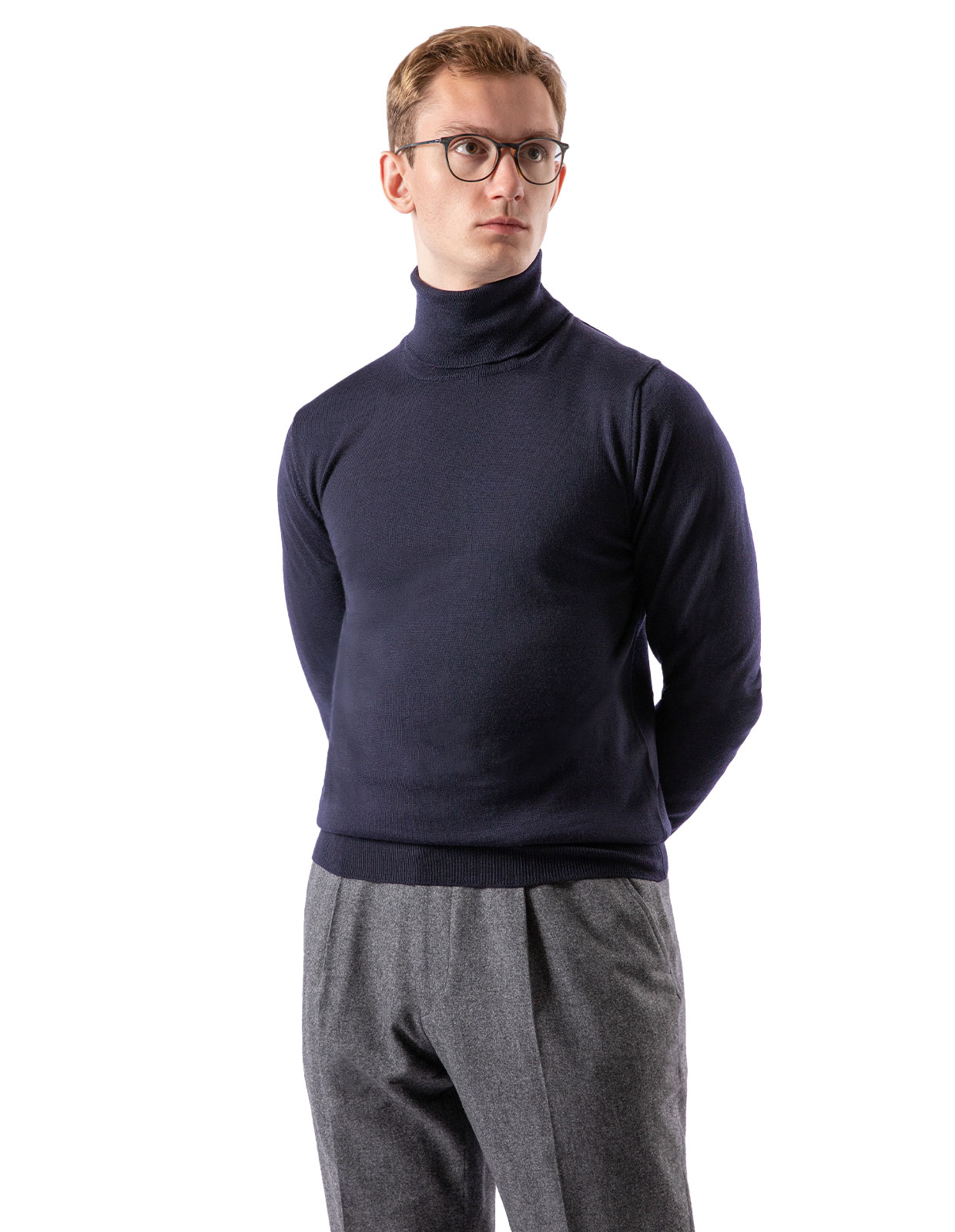 Roll Neck Merino Navy