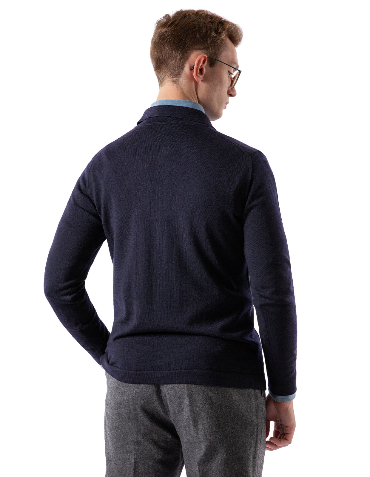 Shirt Cardigan Merino Navy