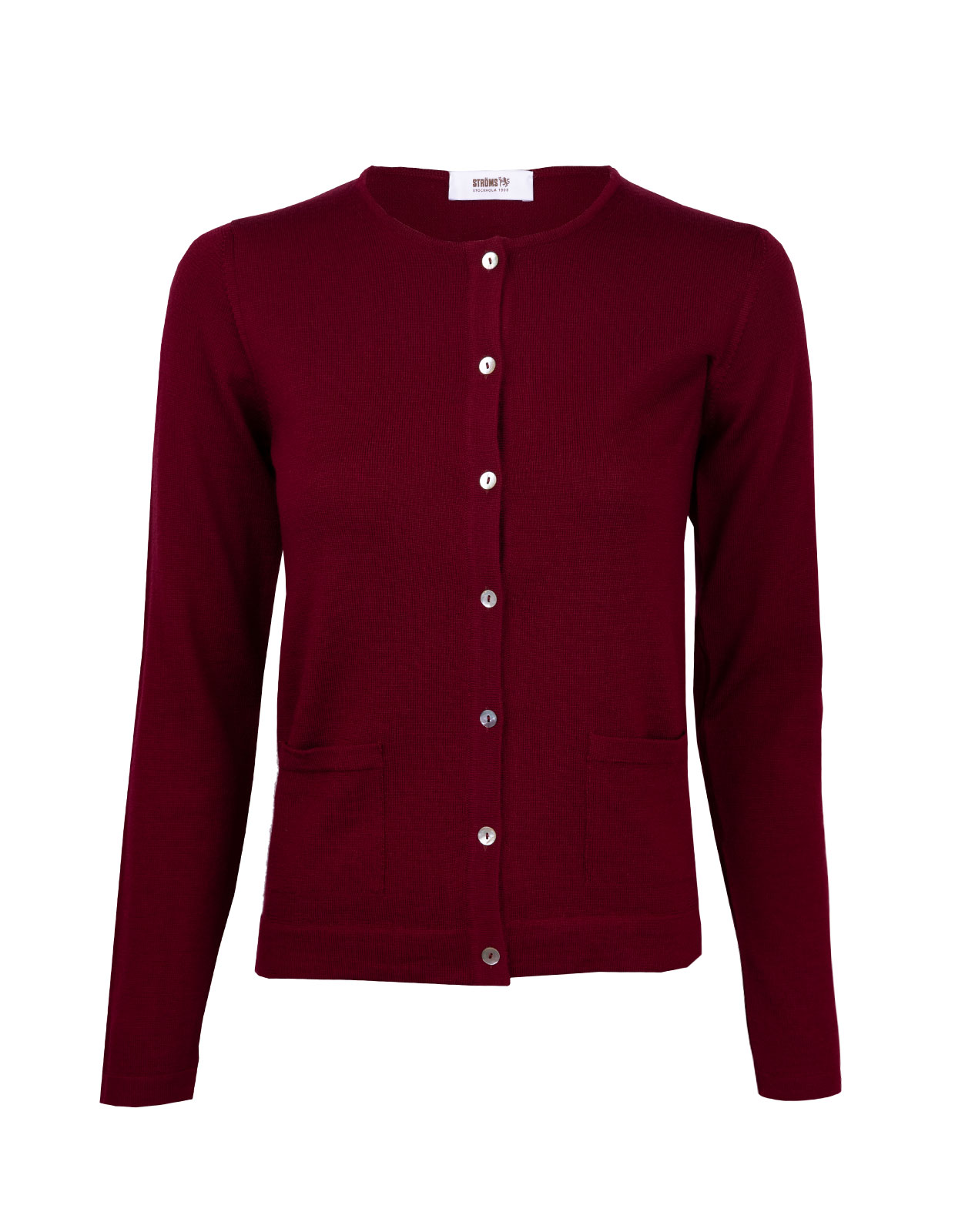 Cardigan Rundhals Vinröd