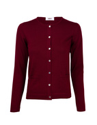 Cardigan Rundhals Vinröd Stl XS